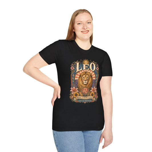 Leo Zodiac Softstyle T-Shirt – Celestial Lion Artwork