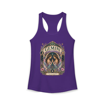 Gemini Zodiac Women's Racerback Tank – Ornate Twins Artwork