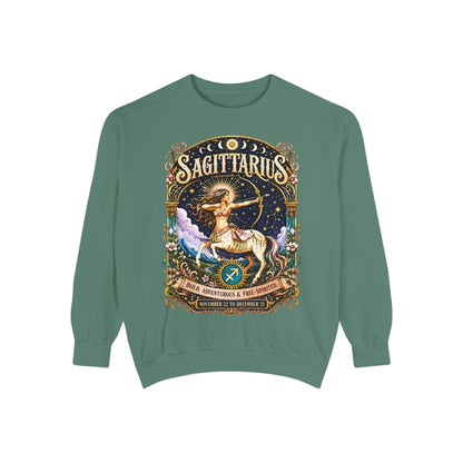 Sagittarius Zodiac Garment-Dyed Sweatshirt – Mystic Archer Artwork