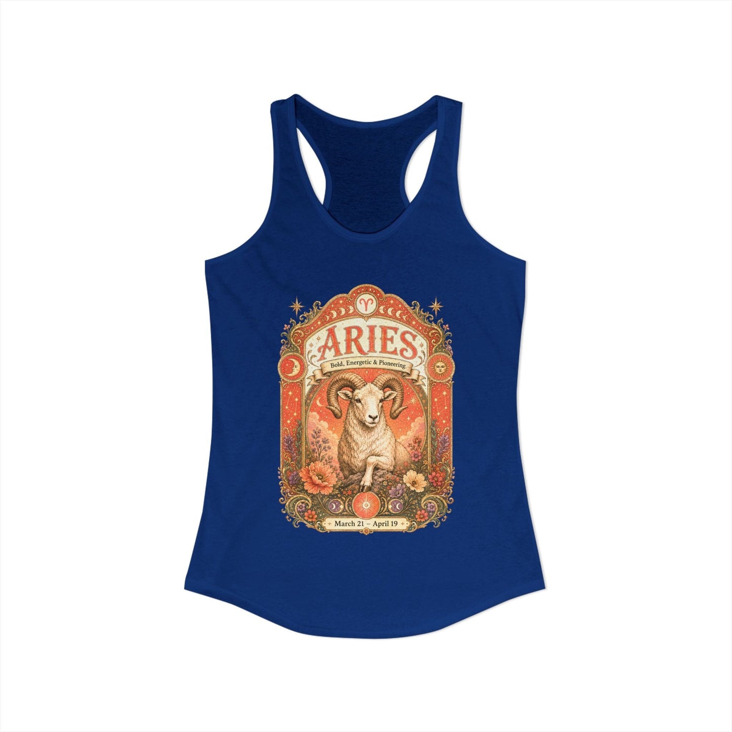 Aries Zodiac Women's Racerback Tank – Ornate Ram Artwork