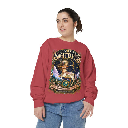 Sagittarius Zodiac Garment-Dyed Sweatshirt – Mystic Archer Artwork