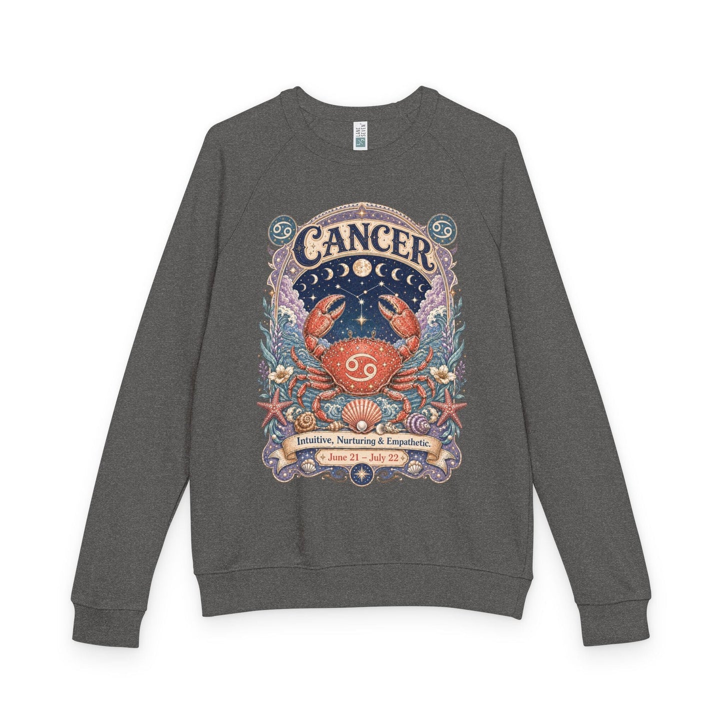 Cancer Zodiac Raglan Sweatshirt – Ethereal Crab Artwork