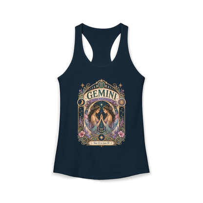 Gemini Zodiac Women's Racerback Tank – Ornate Twins Artwork