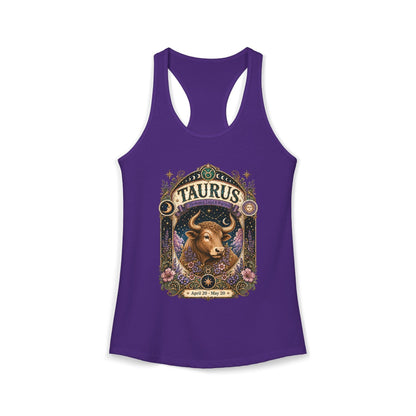 Taurus Zodiac Women's Racerback Tank – Ornate Bull Artwork