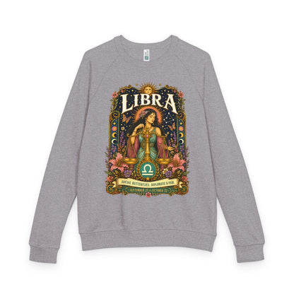 Libra Zodiac Raglan Sweatshirt – Ethereal Scales Artwork