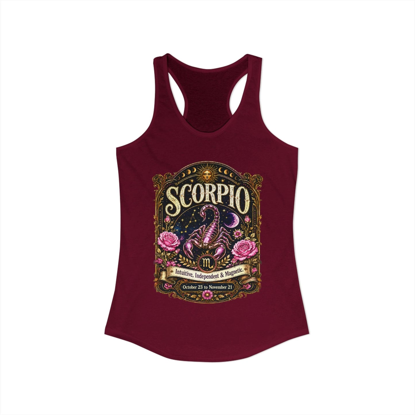 Scorpio Zodiac Women's Racerback Tank – Ornate Scorpion Artwork