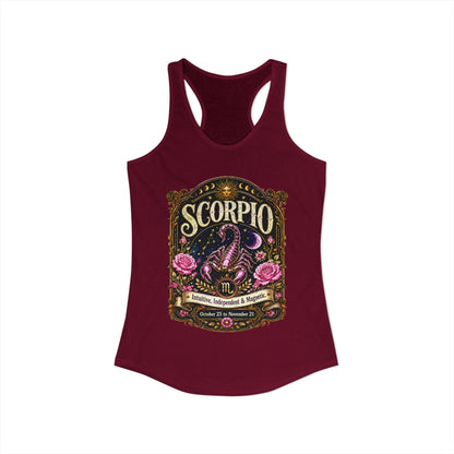 Scorpio Zodiac Women's Racerback Tank – Ornate Scorpion Artwork