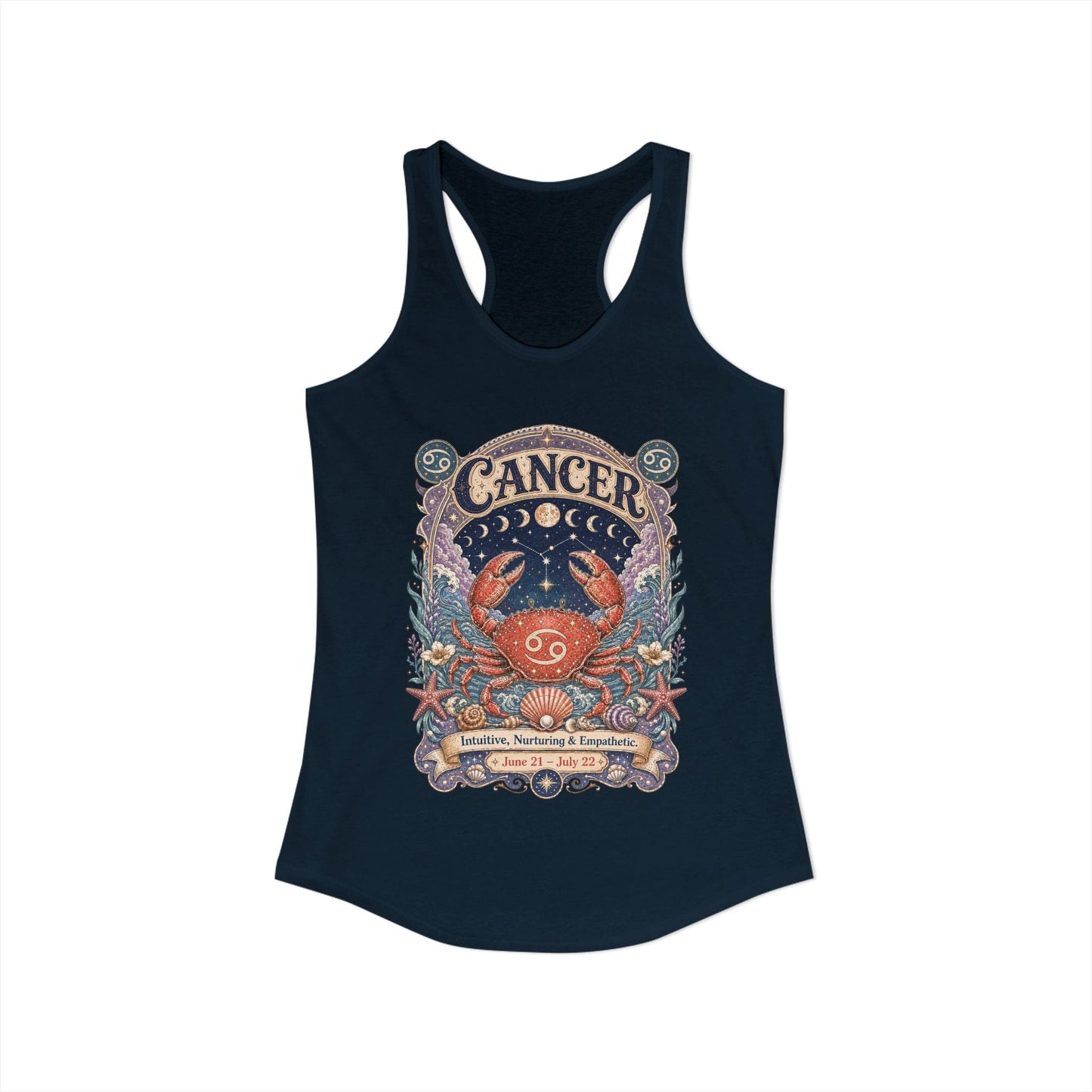 Cancer Zodiac Women's Racerback Tank – Ornate Crab Artwork