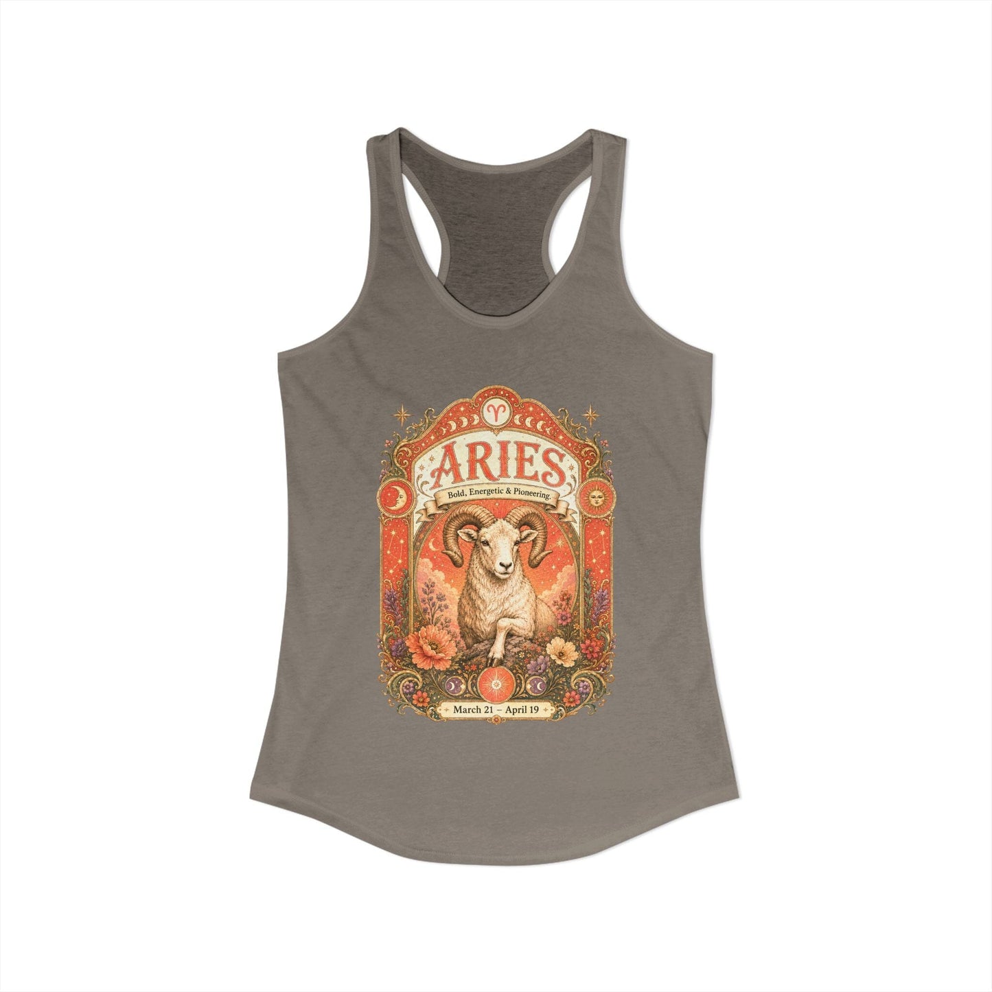 Aries Zodiac Women's Racerback Tank – Ornate Ram Artwork