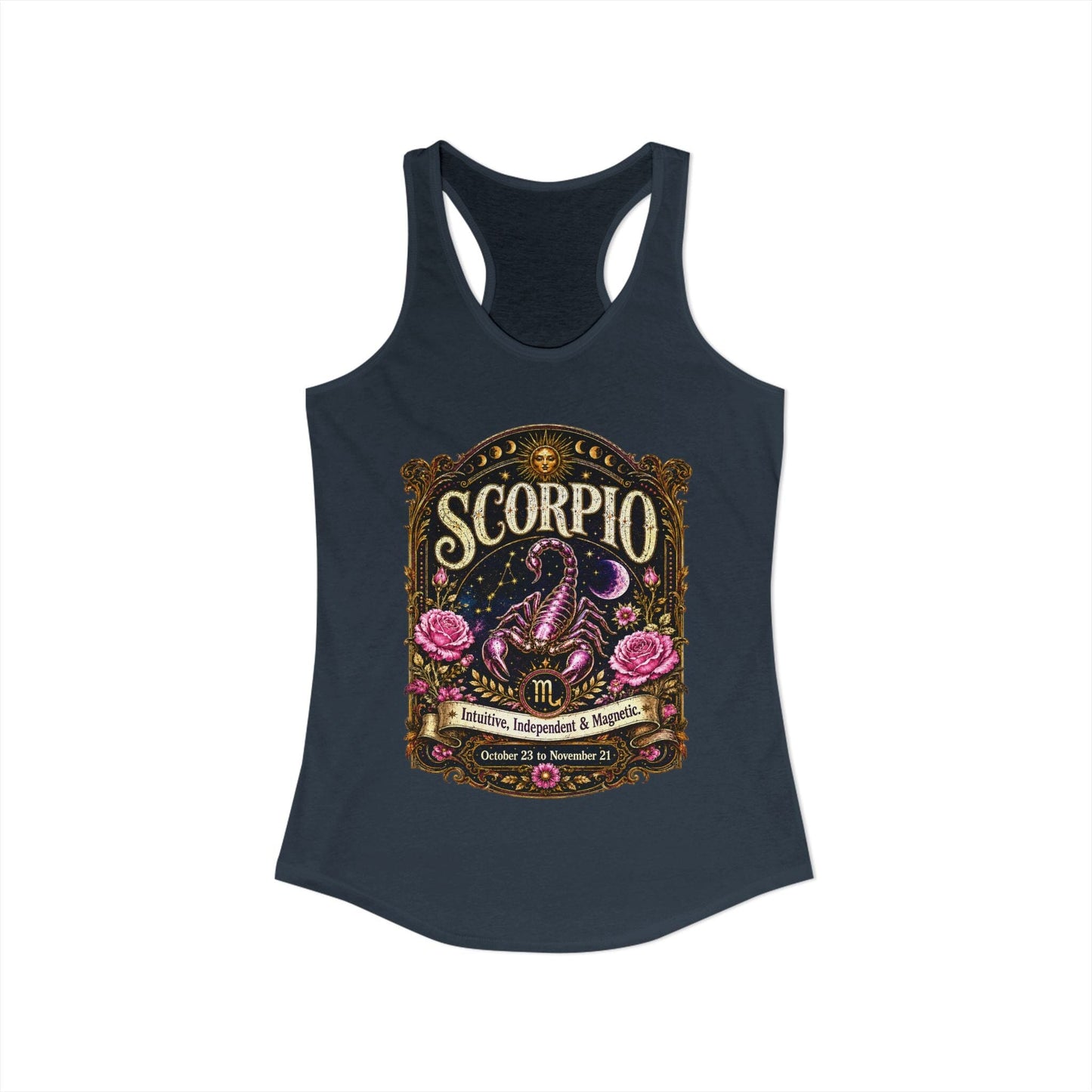 Scorpio Zodiac Women's Racerback Tank – Ornate Scorpion Artwork