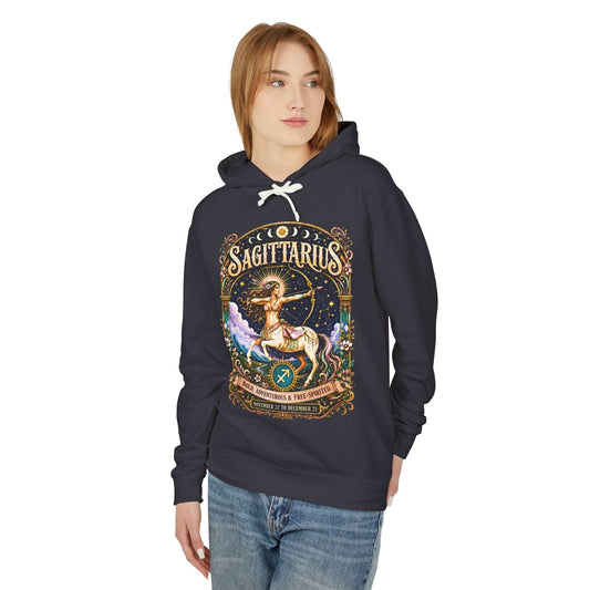 Sagittarius Zodiac Hooded Sweatshirt – Enchanted Archer Artwork