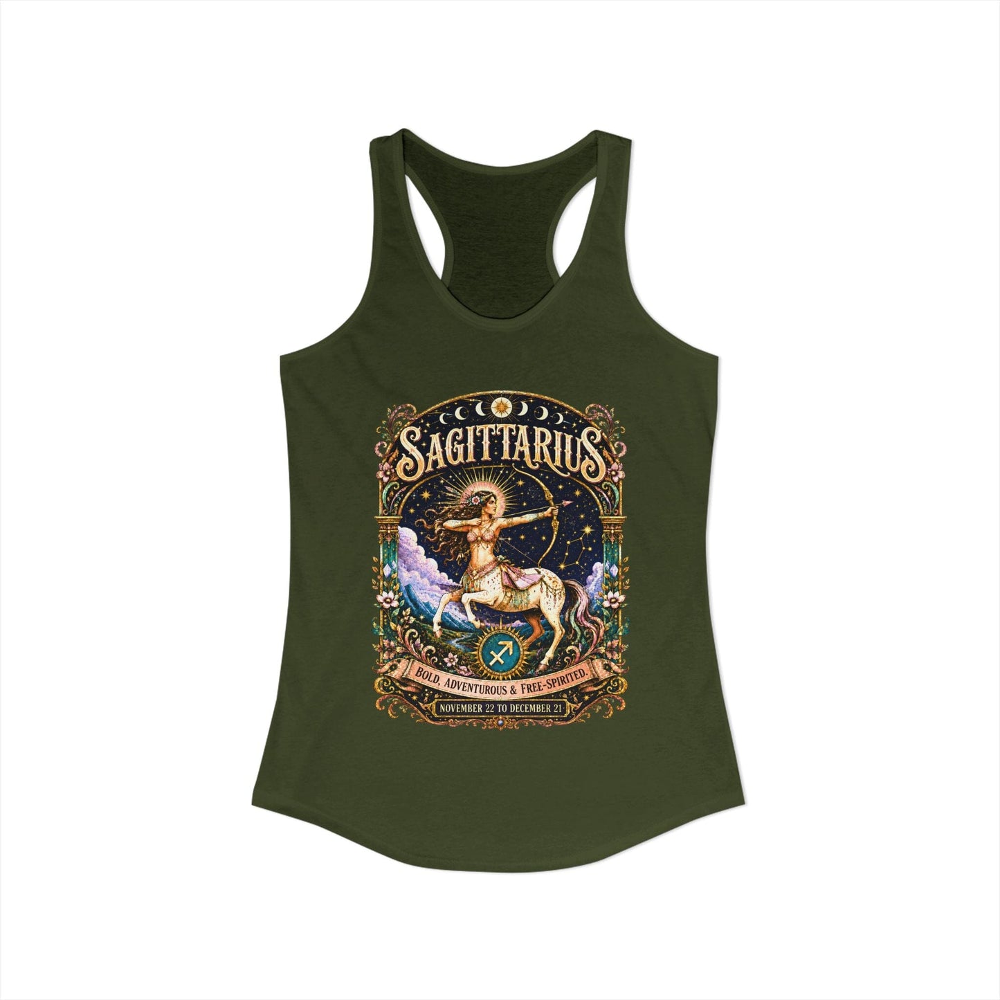 Sagittarius Zodiac Women's Racerback Tank – Ornate Archer Artwork