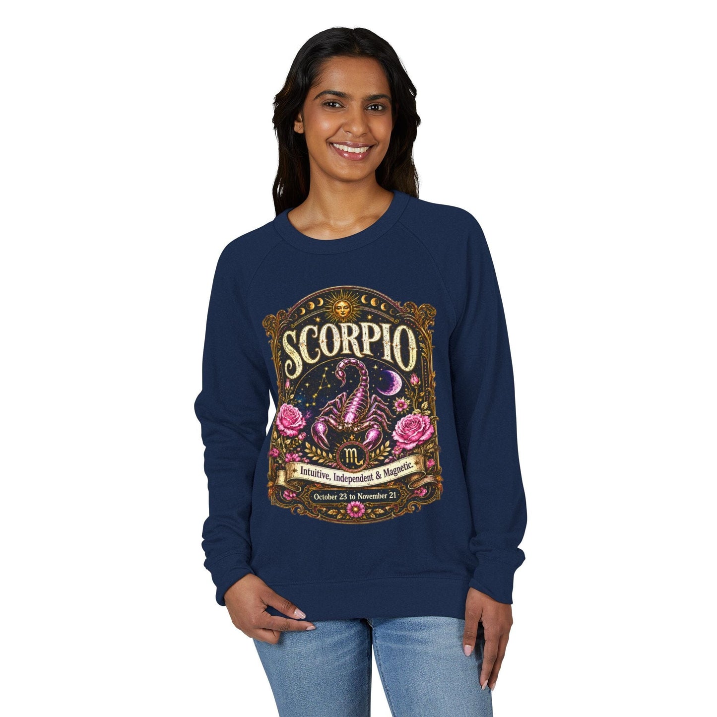 Scorpio Zodiac Raglan Sweatshirt – Ethereal Scorpion Artwork
