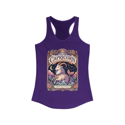 Capricorn Zodiac Women's Racerback Tank – Ornate Sea Goat Artwork