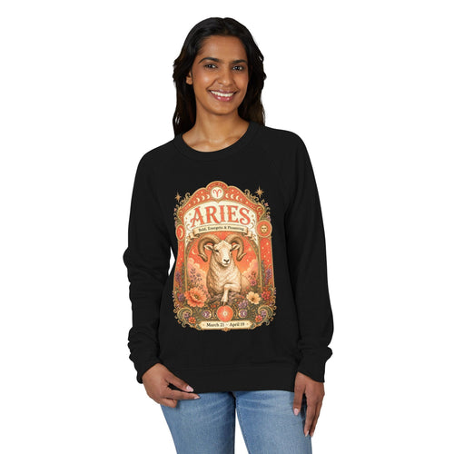 Aries Zodiac Raglan Sweatshirt – Ethereal Ram Artwork