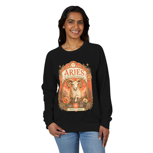 Aries Zodiac Raglan Sweatshirt – Ethereal Ram Artwork