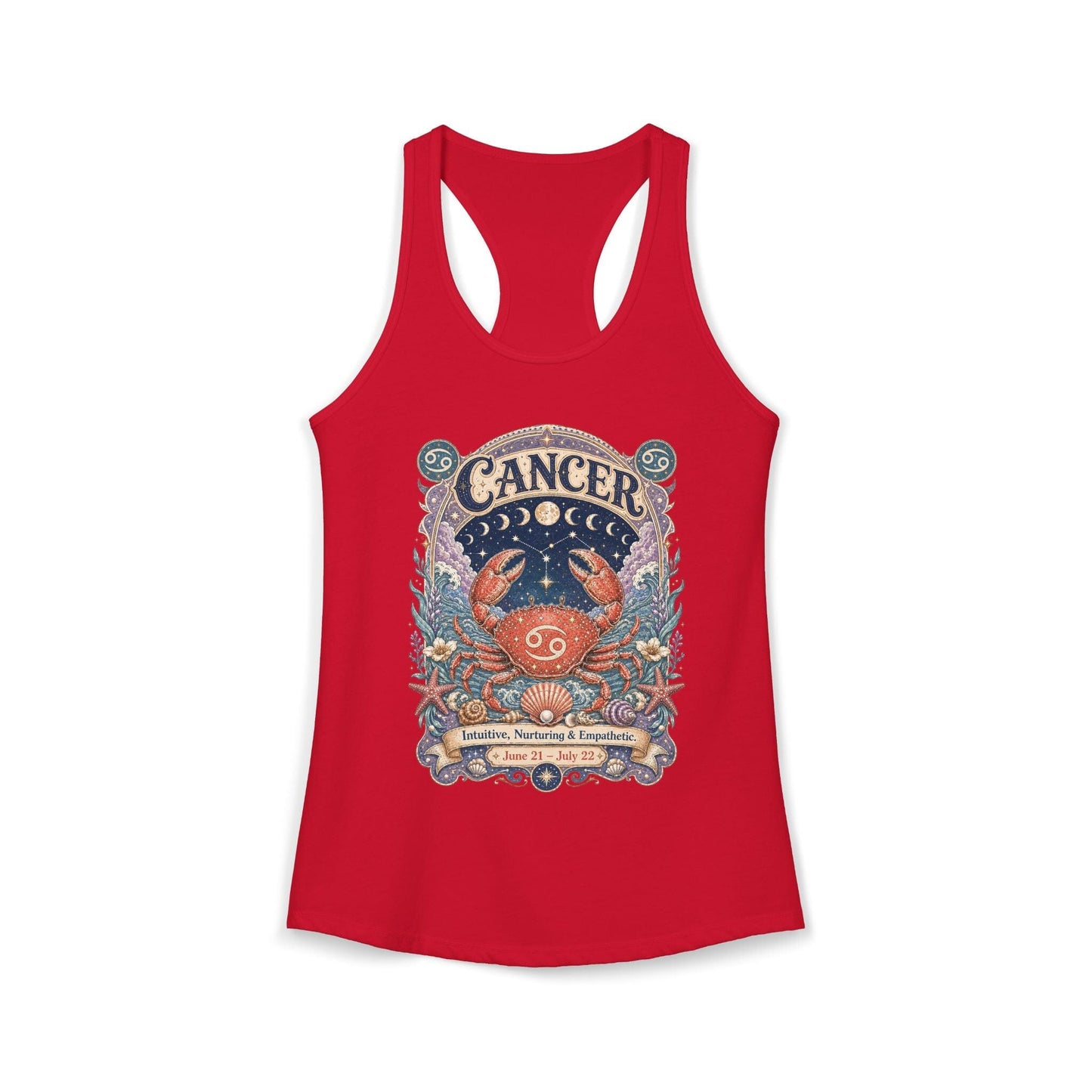 Cancer Zodiac Women's Racerback Tank – Ornate Crab Artwork