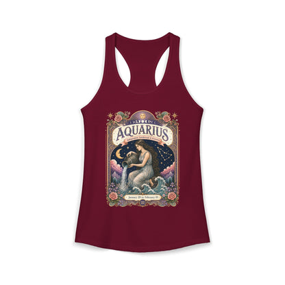 Aquarius Zodiac Women's Racerback Tank – Ornate Water Bearer Artwork