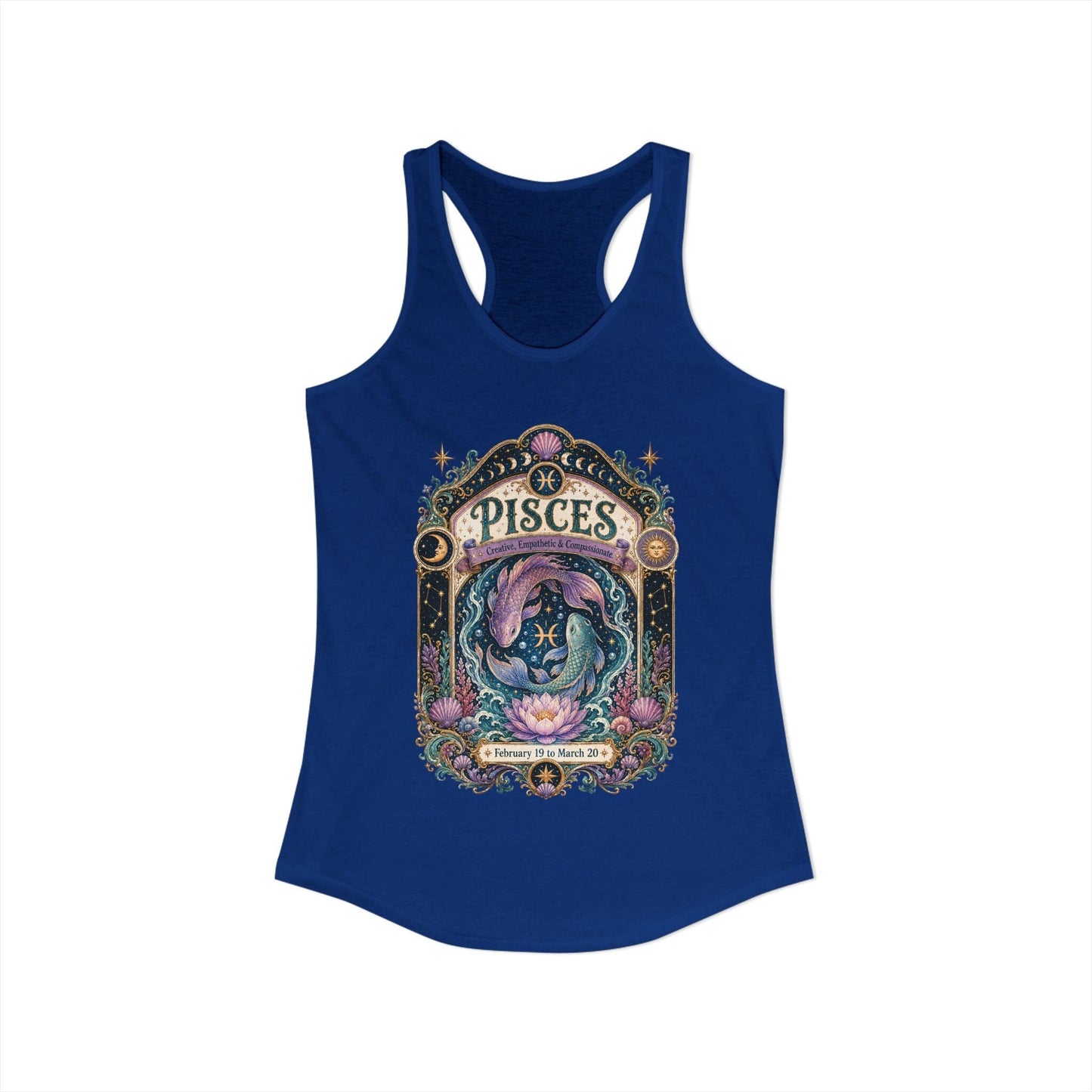 Pisces Zodiac Women's Racerback Tank – Ornate Fish Artwork