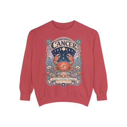 Cancer Zodiac Garment-Dyed Sweatshirt – Mystic Crab Artwork