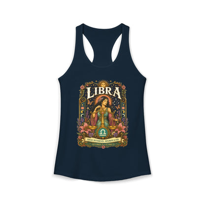 Libra Zodiac Women's Racerback Tank – Ornate Scales Artwork