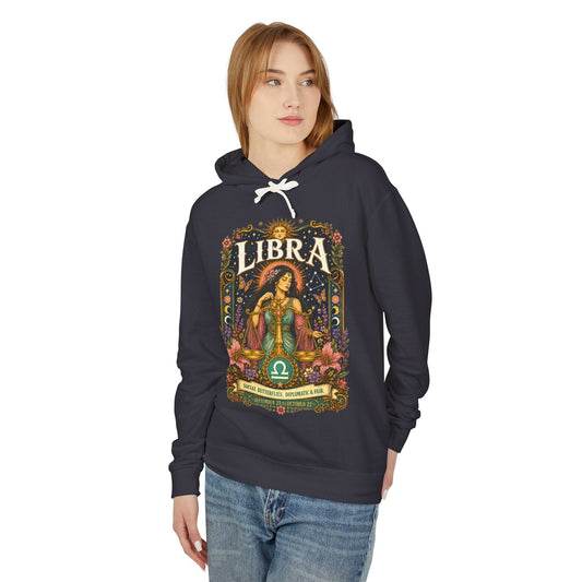 Libra Zodiac Hooded Sweatshirt – Enchanted Scales Artwork
