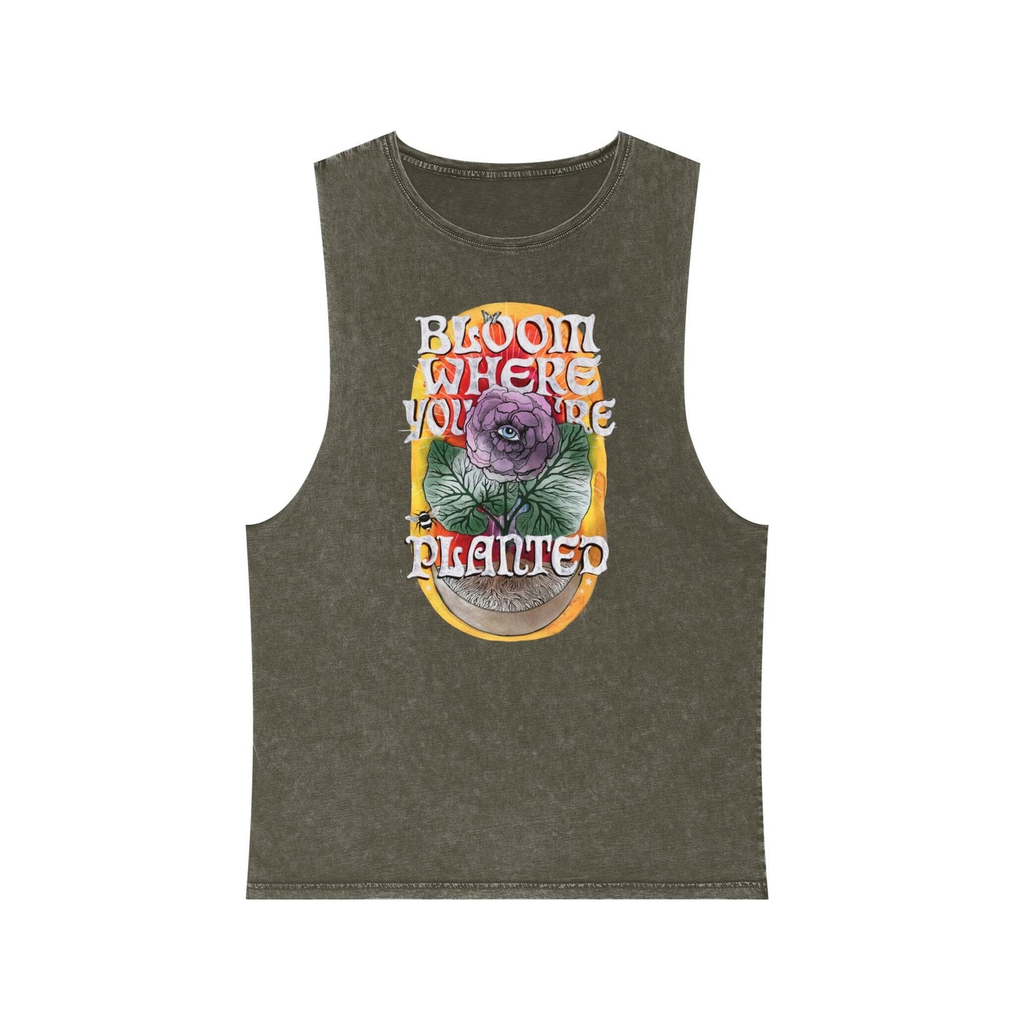 Bloom Where You Are Planted - Unisex Stonewash Tank Top