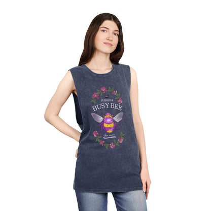 Blessed & Busy Bee - Unisex Stonewash Tank Top