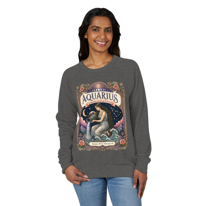 Aquarius Zodiac Raglan Sweatshirt – Ethereal Water Bearer Artwork