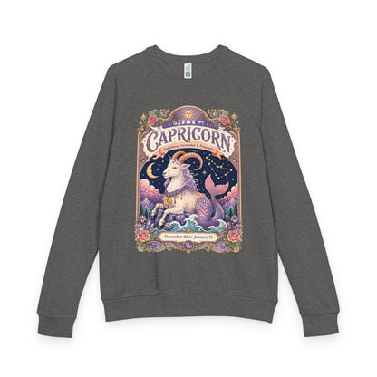 Capricorn Zodiac Raglan Sweatshirt – Ethereal Sea Goat Artwork