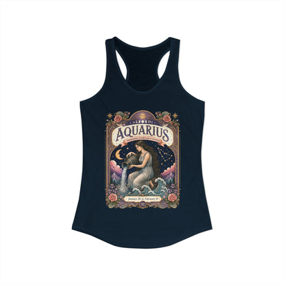 Aquarius Zodiac Women's Racerback Tank – Ornate Water Bearer Artwork