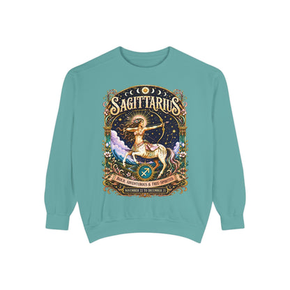 Sagittarius Zodiac Garment-Dyed Sweatshirt – Mystic Archer Artwork
