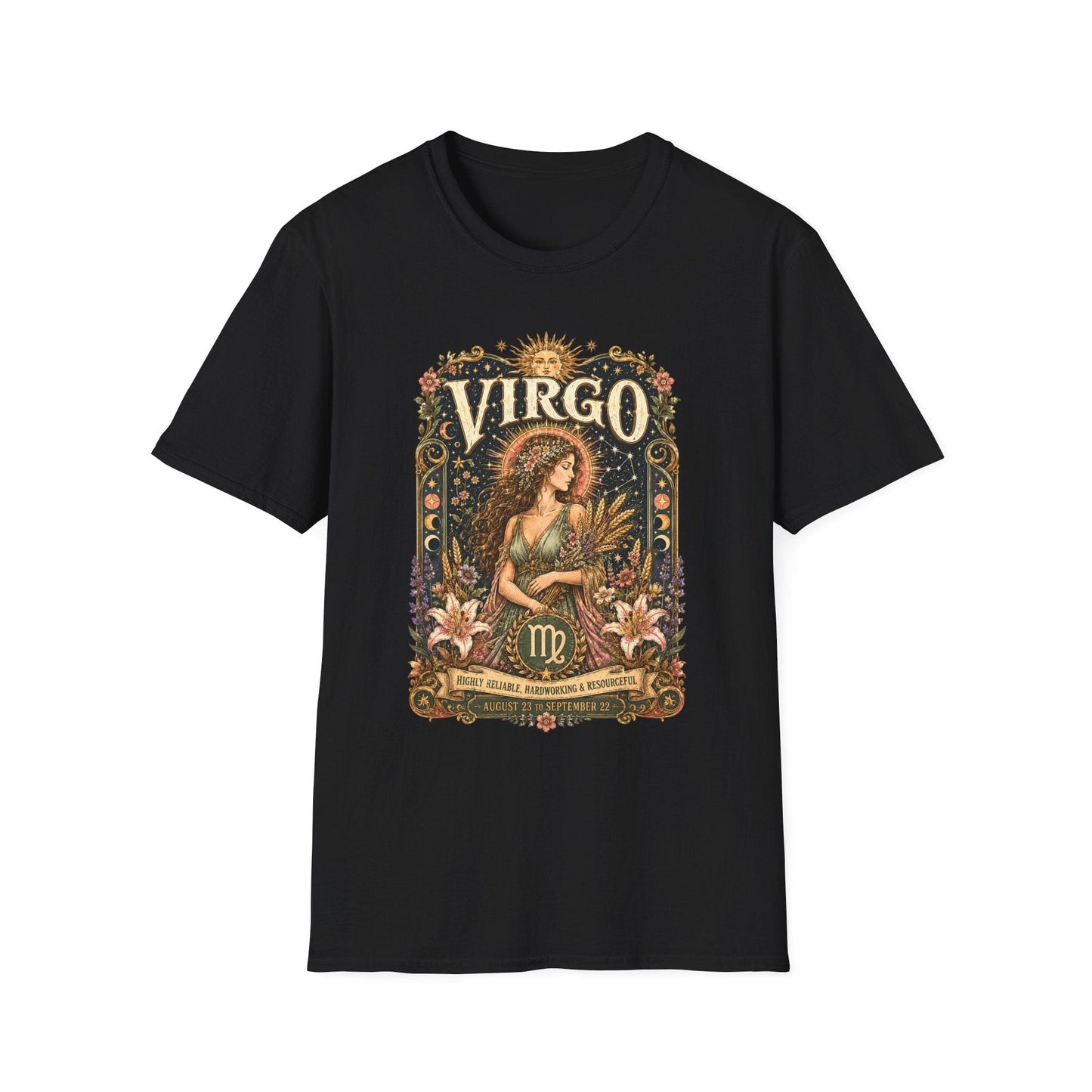 Virgo Zodiac Softstyle T-Shirt – Celestial Maiden Artwork