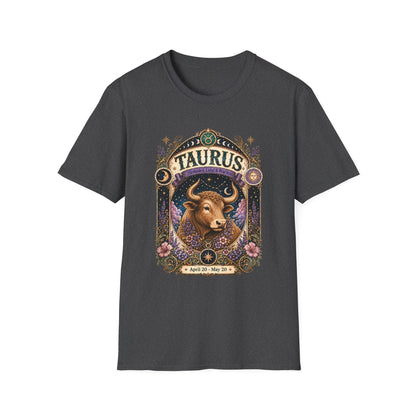 Taurus Zodiac Softstyle T-Shirt – Celestial Bull Artwork