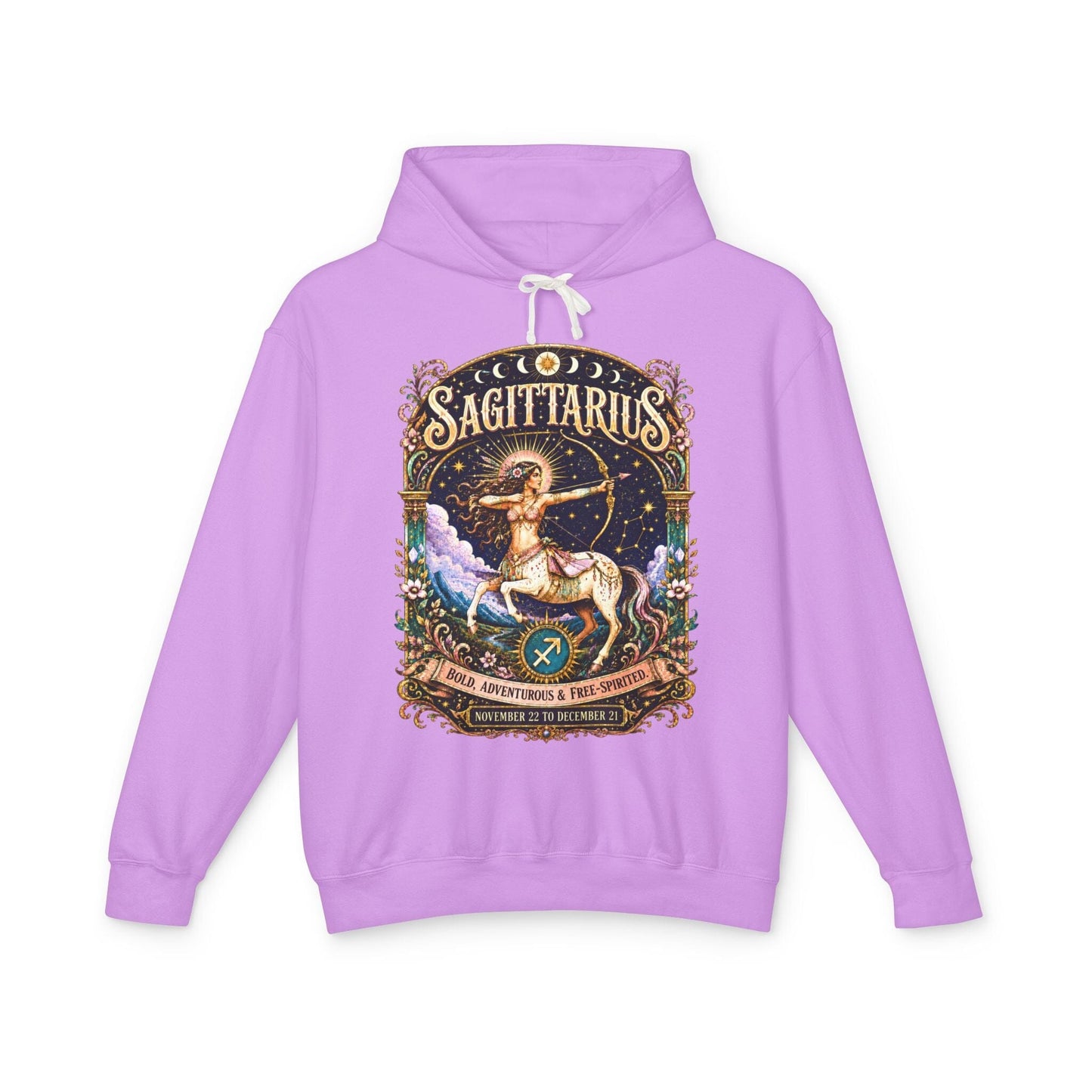 Sagittarius Zodiac Hooded Sweatshirt – Enchanted Archer Artwork