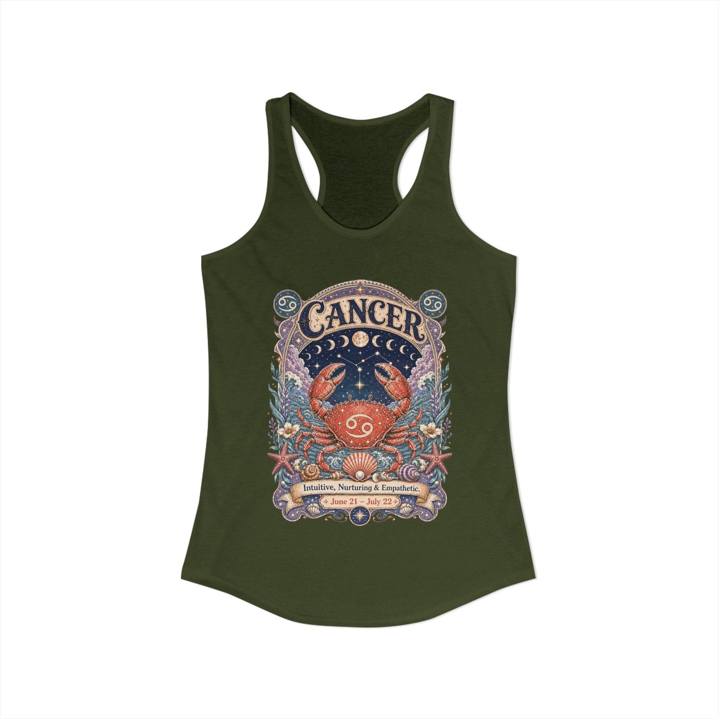 Cancer Zodiac Women's Racerback Tank – Ornate Crab Artwork