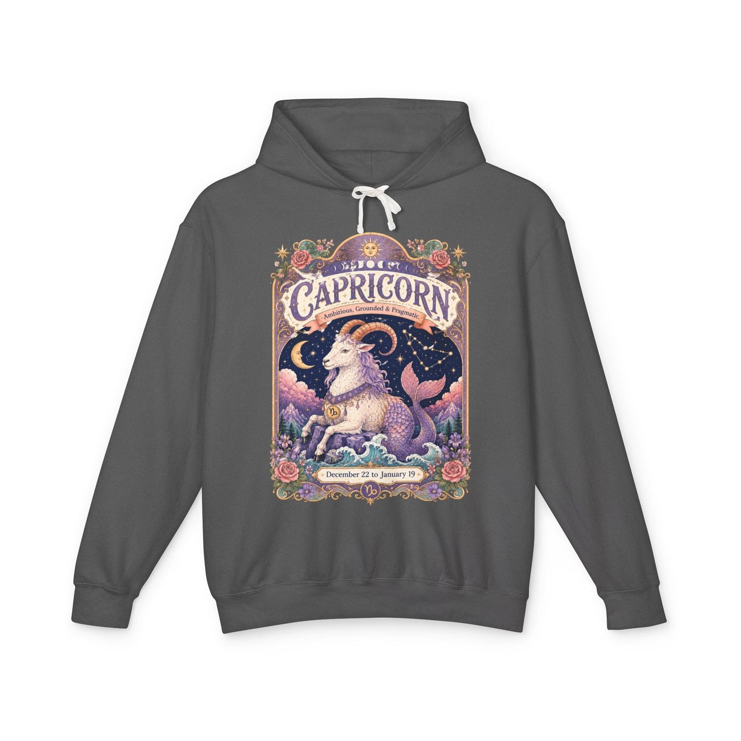 Capricorn Zodiac Hooded Sweatshirt – Enchanted Sea Goat Artwork