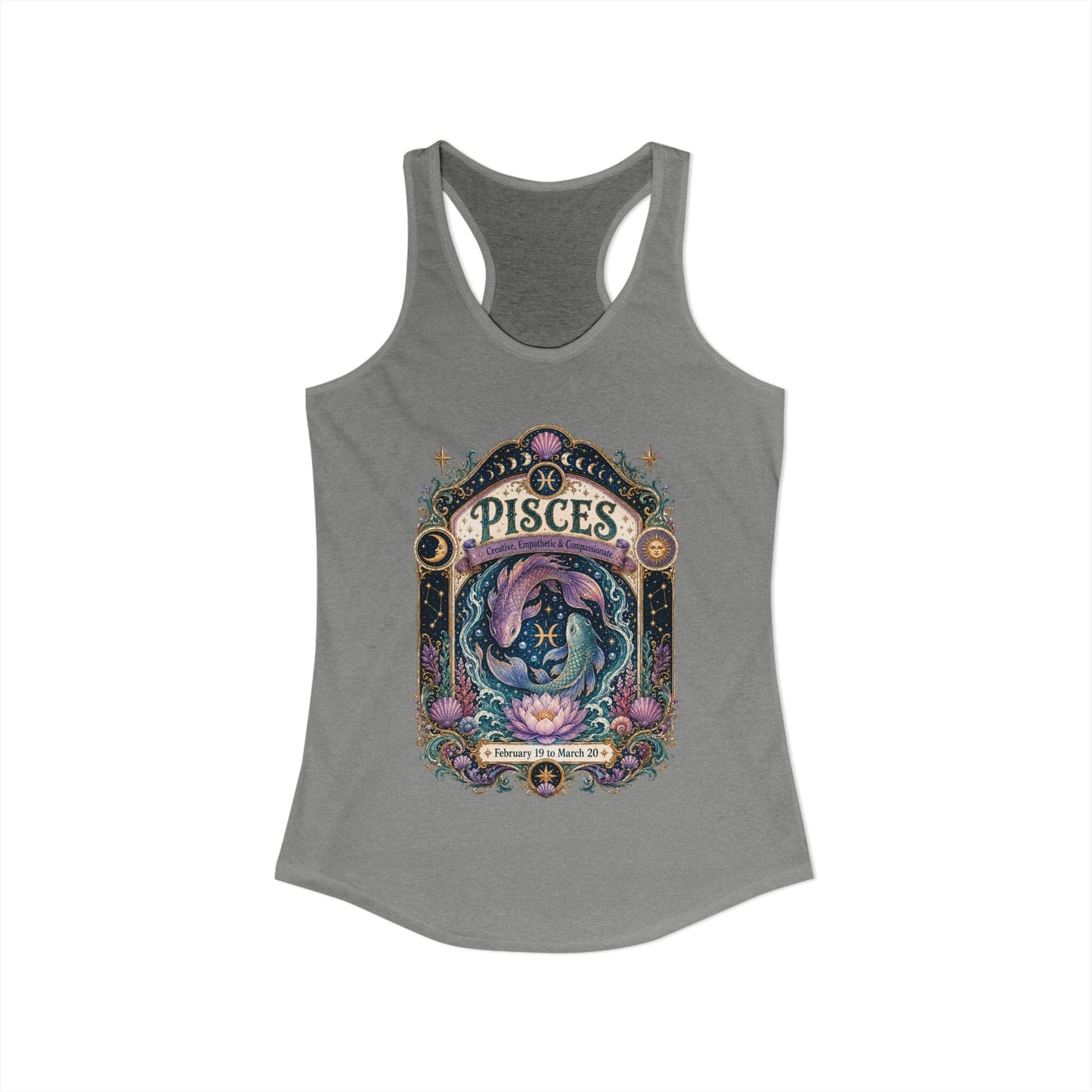 Pisces Zodiac Women's Racerback Tank – Ornate Fish Artwork