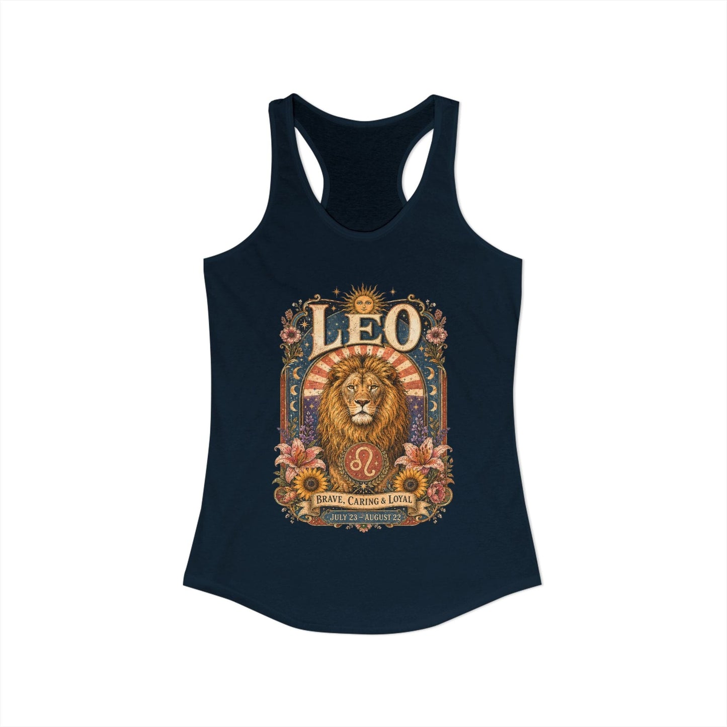Leo Zodiac Women's Racerback Tank – Ornate Lion Artwork