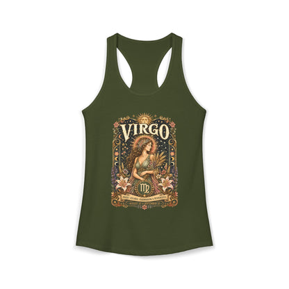 Virgo Zodiac Women's Racerback Tank – Ornate Maiden Artwork