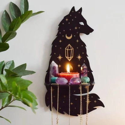 Wolf Wooden Floating Altar Shelf