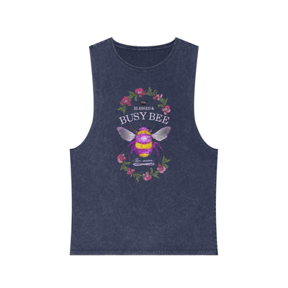 Blessed & Busy Bee - Unisex Stonewash Tank Top