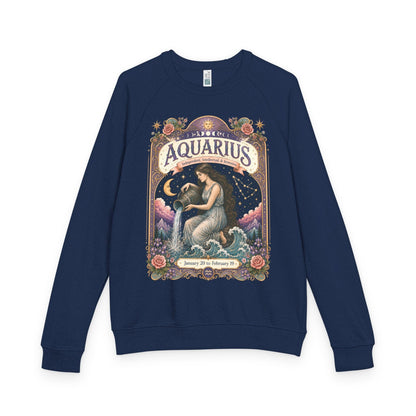 Aquarius Zodiac Raglan Sweatshirt – Ethereal Water Bearer Artwork