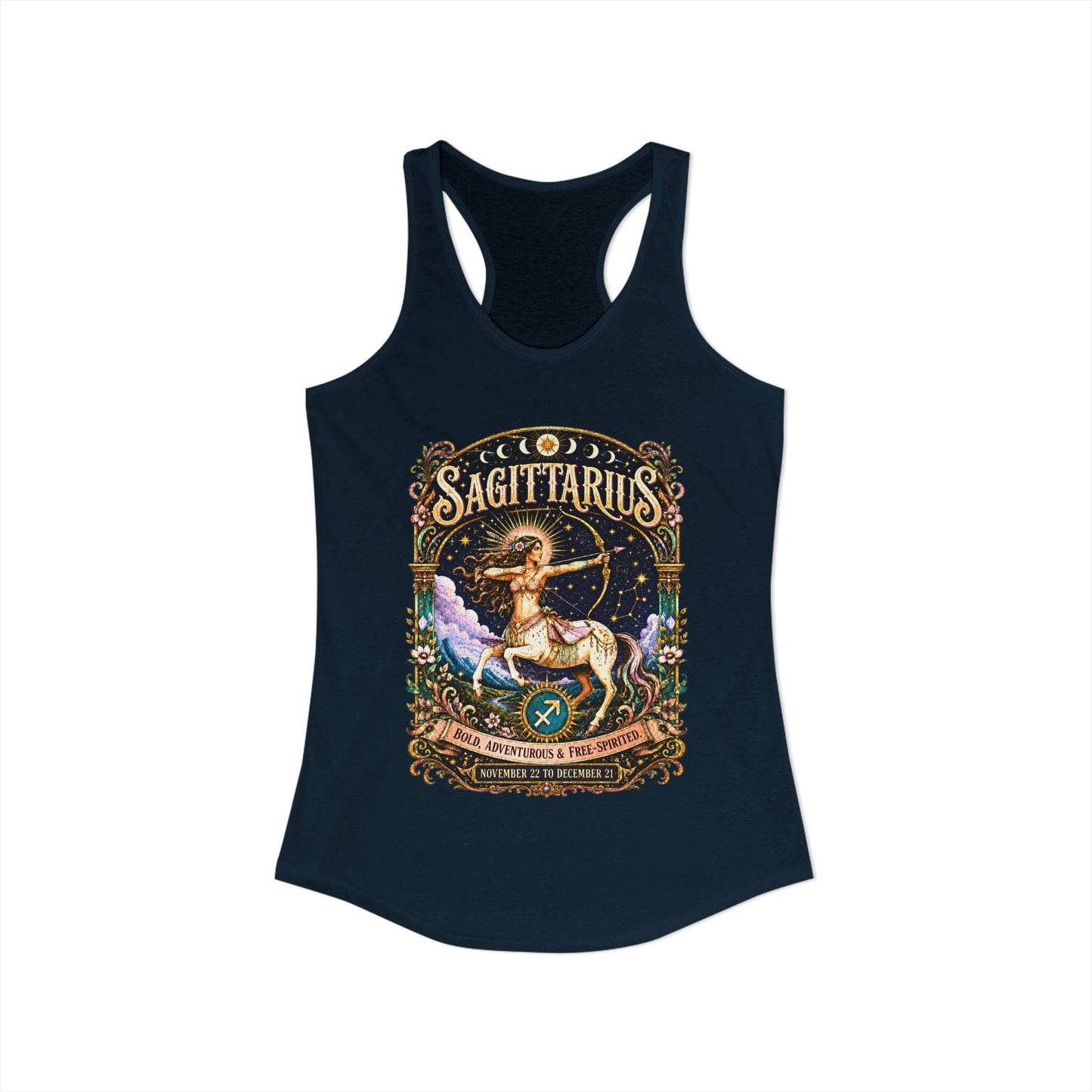 Sagittarius Zodiac Women's Racerback Tank – Ornate Archer Artwork