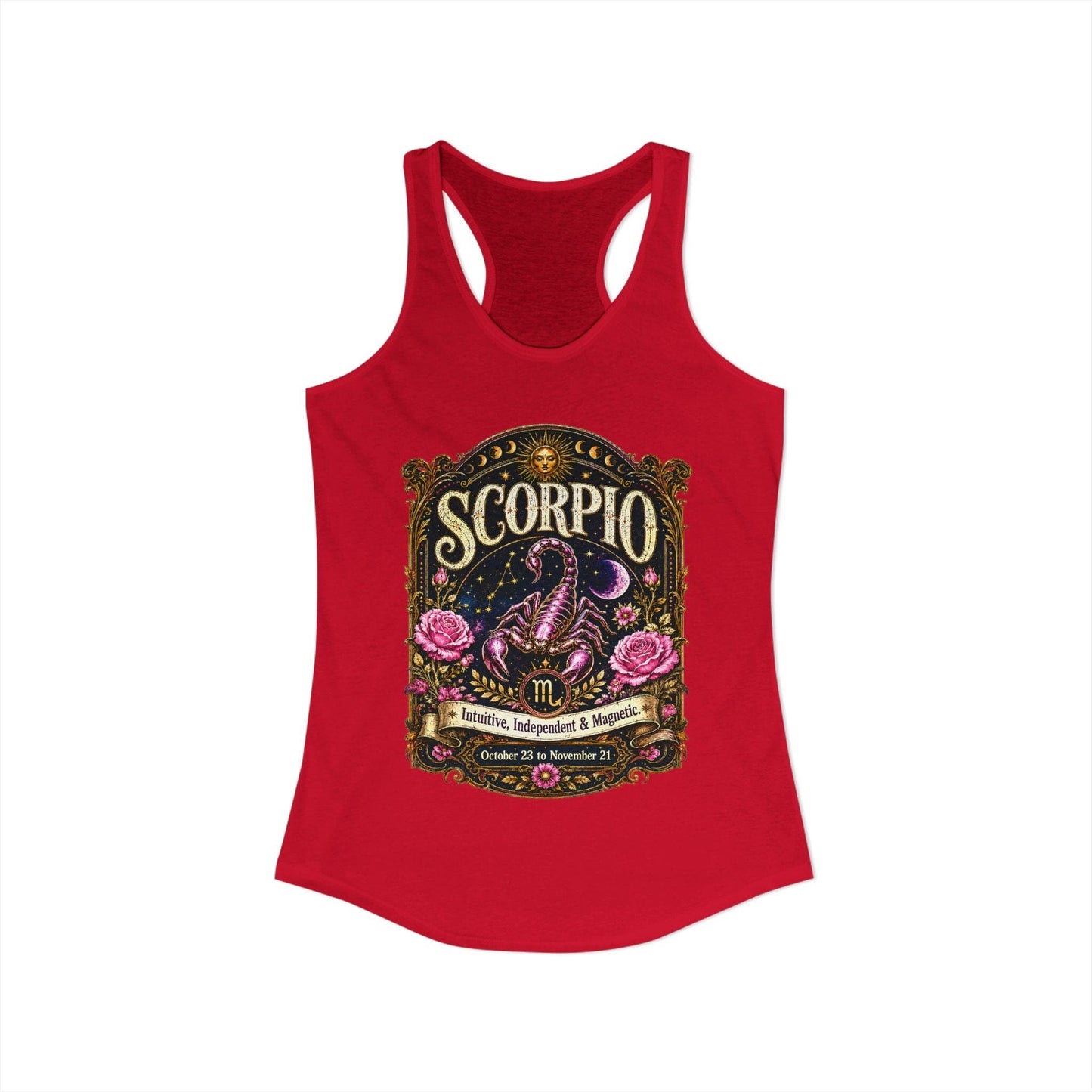 Scorpio Zodiac Women's Racerback Tank – Ornate Scorpion Artwork