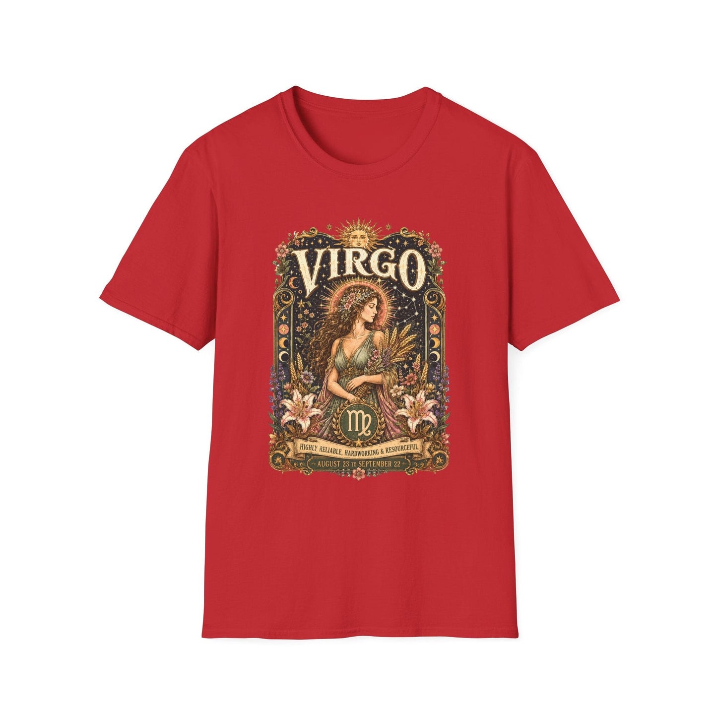 Virgo Zodiac Softstyle T-Shirt – Celestial Maiden Artwork