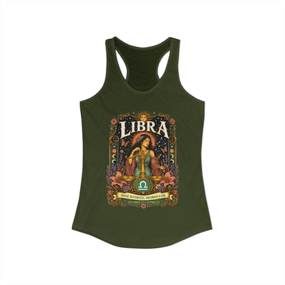 Libra Zodiac Women's Racerback Tank – Ornate Scales Artwork