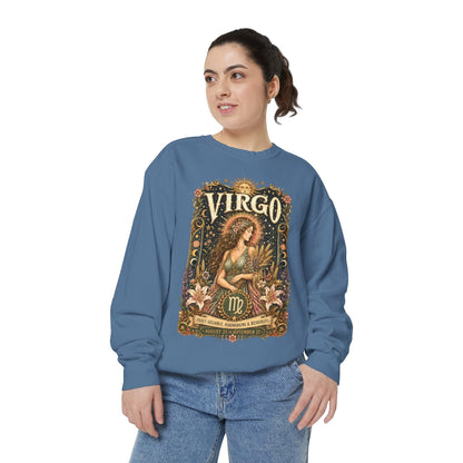 Virgo Zodiac Garment-Dyed Sweatshirt – Mystic Maiden Artwork