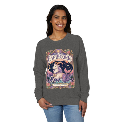 Capricorn Zodiac Raglan Sweatshirt – Ethereal Sea Goat Artwork