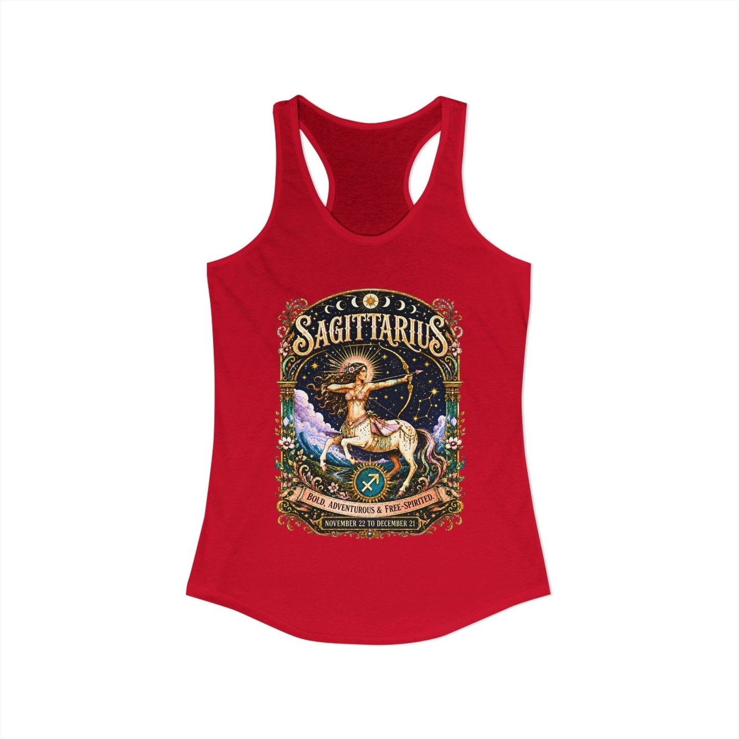 Sagittarius Zodiac Women's Racerback Tank – Ornate Archer Artwork